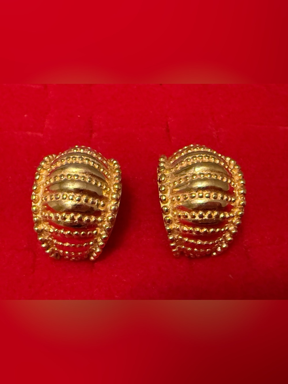 Vintage MMA Goldtone  Dome Clip-On Earrings - Women Jewelry